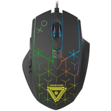 TRACER Mouse cu fir Tracer Gamezone XO, iluminare RGB, 800-1600 DPI, design ergonomic, USB, Negru