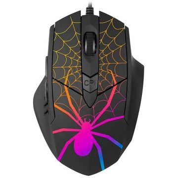 TRACER Mouse Gaming cu Fir Tracer GameZone Black Widow, TRAMYS47360, 6400 DPI, Iluminare RGB, Negru