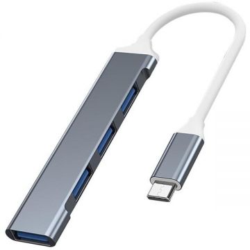 Vakoss HUB USB Vakoss TC-4125X, USB-C, 4 porturi, USB 3.0