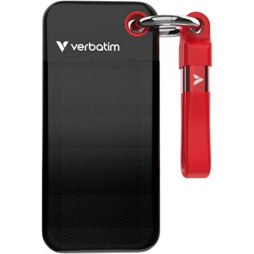 Verbatim SSD Extern Portabil Verbatim Pocket 32417 Interfata USB 3.2 Gen 2 256GB, Negru-Rosu