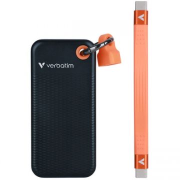 Verbatim SSD Extern Portabil Verbatim Pocket 32418, Interfata USB 3.2Gen2 256GB, Negru-Portocaliu