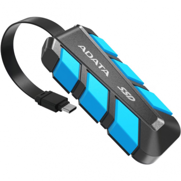 Adata SSD Extern ADATA SC740, capacitate 2 TB, USB-C 3.2, 10 Gbps, Negru / Albastru