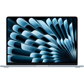 Apple Laptop Apple 15.3'' MacBook Air 15 with Liquid Retina, Apple M4 chip (10-core CPU), 16GB, 256GB SSD, Apple M4 10-core GPU, macOS,INT keyboard, 2025, Albastru
