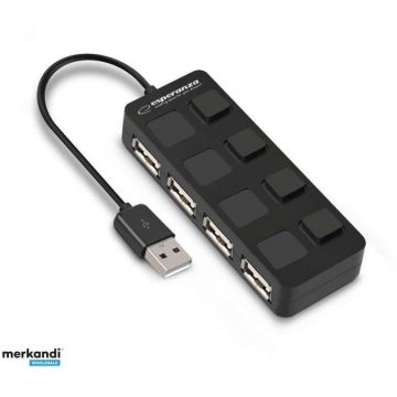 ESPERANZA Hub USB 2.0 cu 4 porturi USB Esperanza EA161, Negru