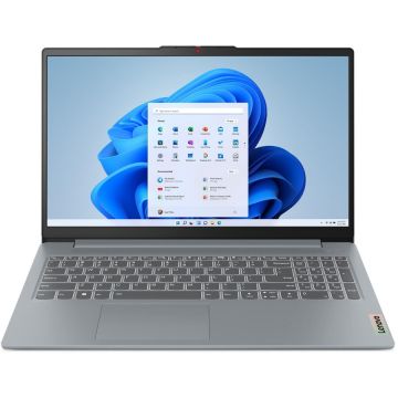 Lenovo Laptop Lenovo IdeaPad Slim 3 15AMN8, procesor AMD Ryzen™ 5 40 pana la 4.3GHz, 15.6 inch, Full HD, 16GB LPDDR5 RAM, 512GB SSD, AMD Radeon™ 610M Graphics, No OS, Gri
