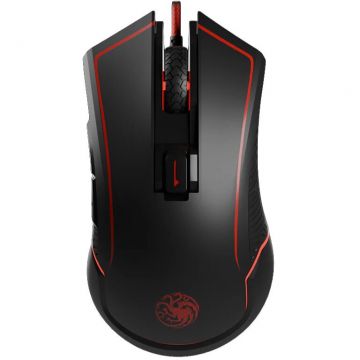 LEXIP Mouse gaming Lexip X Tsume – Game of Thrones Targaryen, 4800 DPI, Wireless (RF) + USB Type-C (cu fir), Rosu-Negru