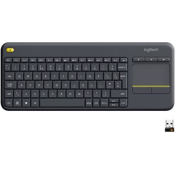 Logitech Tastatura Logitech K400 Plus, Touchpad, USB, Layout DE, Negru