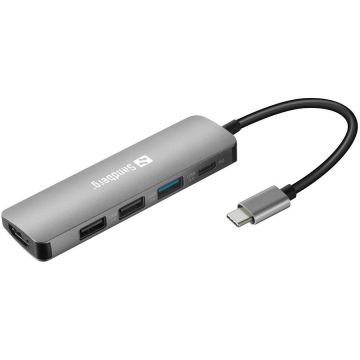 SANDBERG Statie de andocare Sandberg 136-32  USB-C HDMI+3xUSB+PD, 100W, Gri