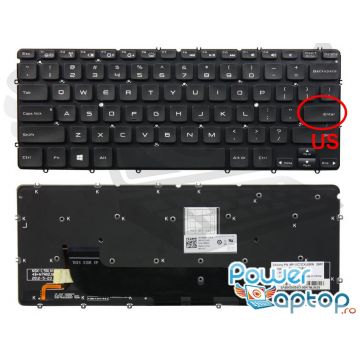Tastatura Dell 0MH2X1 layout US fara rama enter mic iluminata backlit
