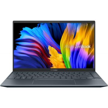 Laptop ASUS 14'' ZenBook 14 UM425QA, FHD, Procesor AMD Ryzen™ 7 5800H (16M Cache, up to 4.4 GHz), 16GB DDR4X, 1TB SSD, Radeon, Win 11 Home, Pine Grey