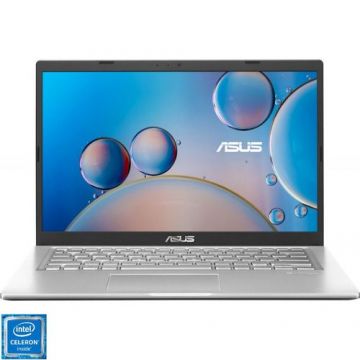 Laptop Asus X415MA-EK593 (Procesor Intel® Celeron® N4020 (4M Cache, up to 2.80 GHz) 14inch FHD, 4GB, 256GB, Intel® UHD Graphics 600, No OS, Argintiu)