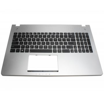 Tastatura Asus 33NJ8TCJN10 neagra cu Palmrest argintiu iluminata backlit fara Touchpad