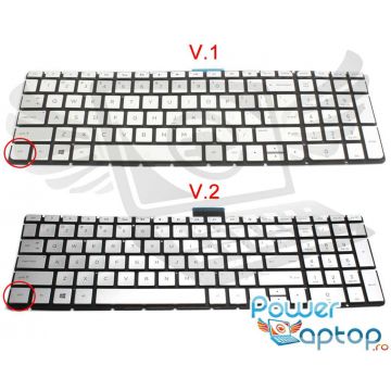 Tastatura argintie HP Pavilion 15 AB iluminata layout US fara rama enter mic