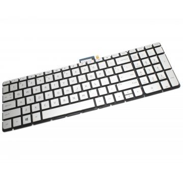 Tastatura argintie HP Envy 17 N iluminata layout US fara rama enter mic