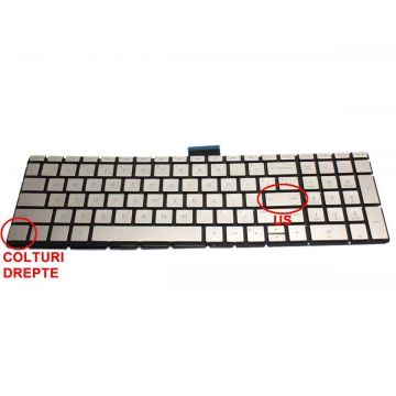 Tastatura Champagne HP 15 bw001AX iluminata layout US fara rama enter mic